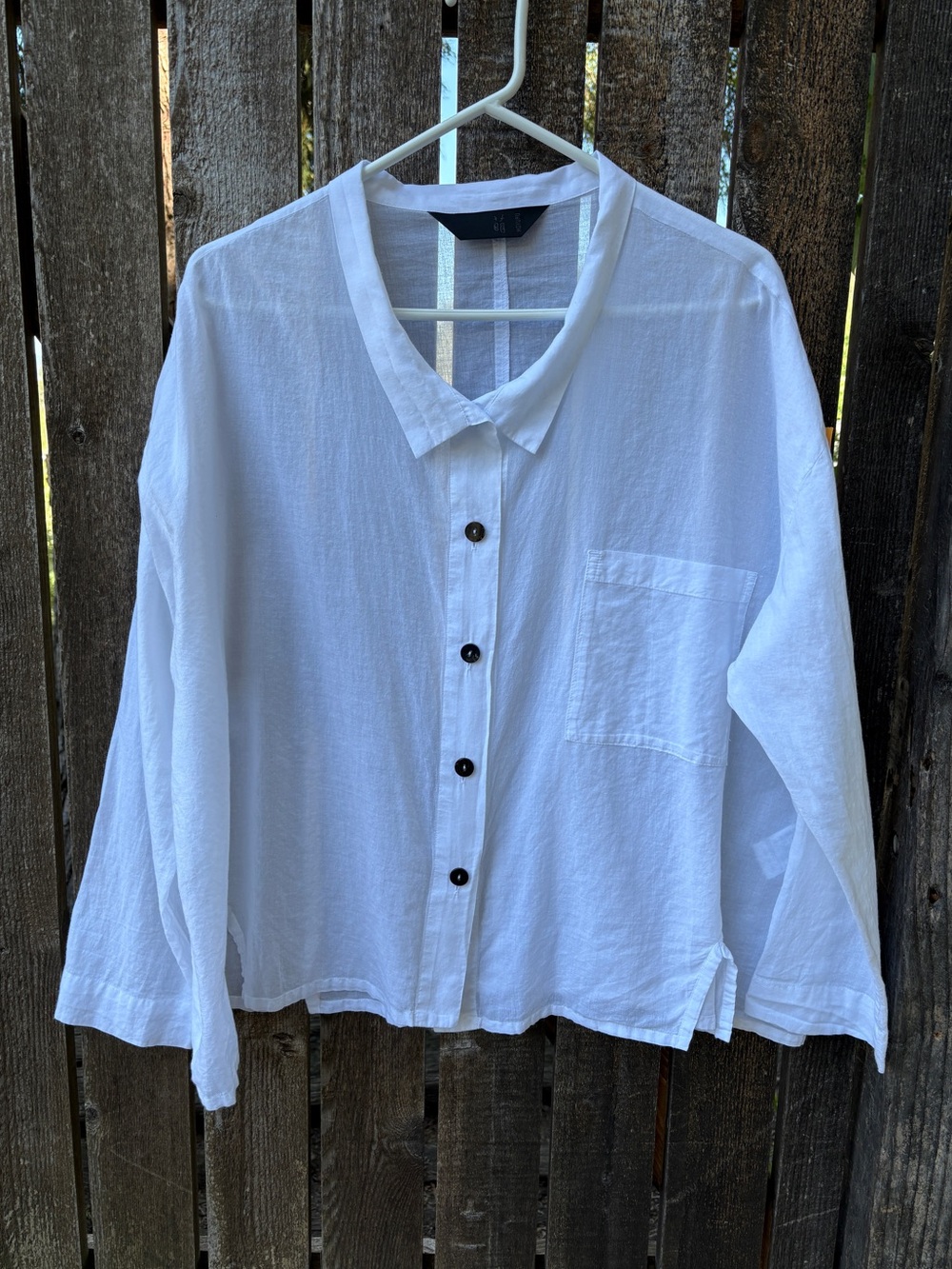Moyuru 100% Cotton Button Down Shirt In White Sz S